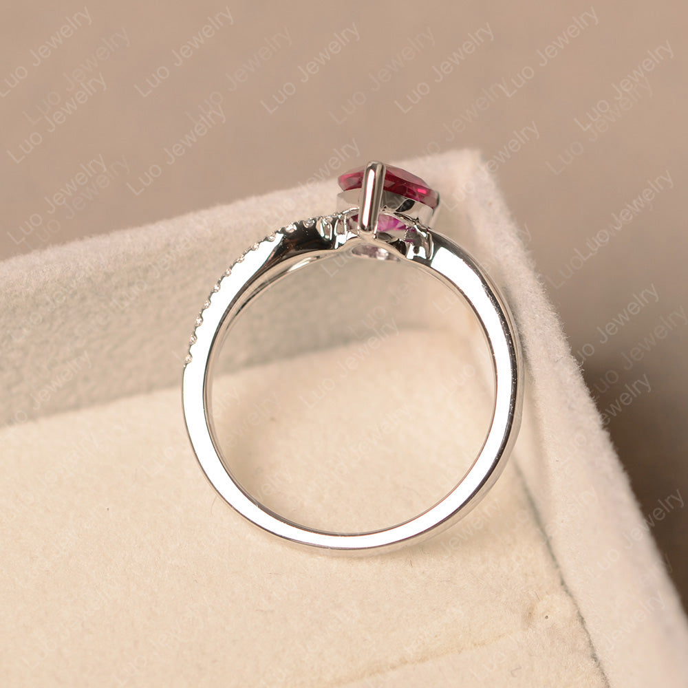 Pear Shaped Ruby Ring Split Shank - LUO Jewelry