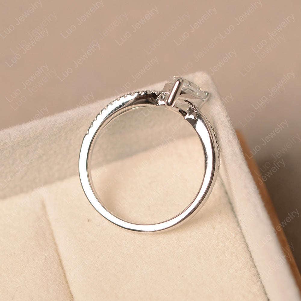 Pear Shaped White Topaz Ring Split Shank - LUO Jewelry