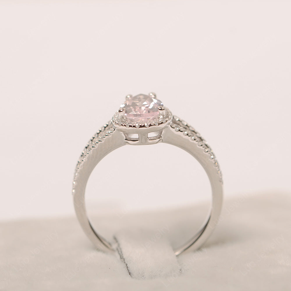 Pear Shaped Morganite Halo Split Shank Engagement Ring - LUO Jewelry
