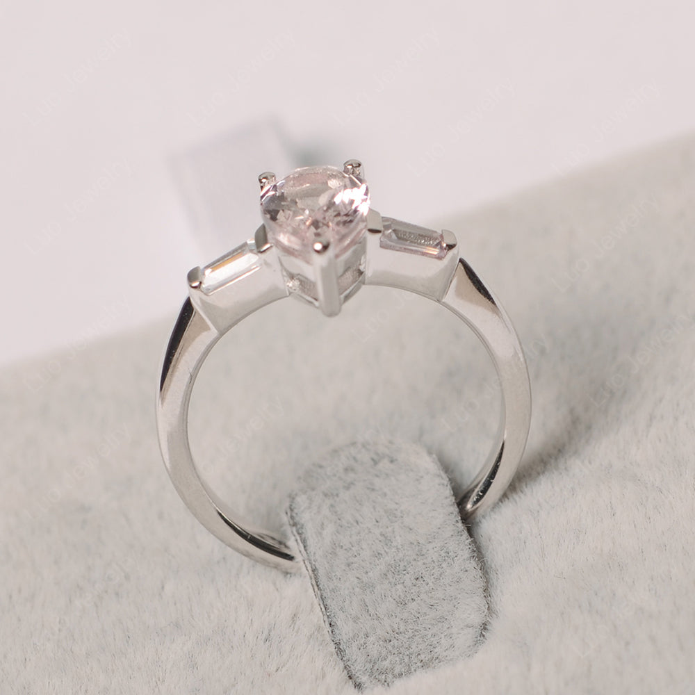 Morganite Ring Teardrop Ring White Gold - LUO Jewelry