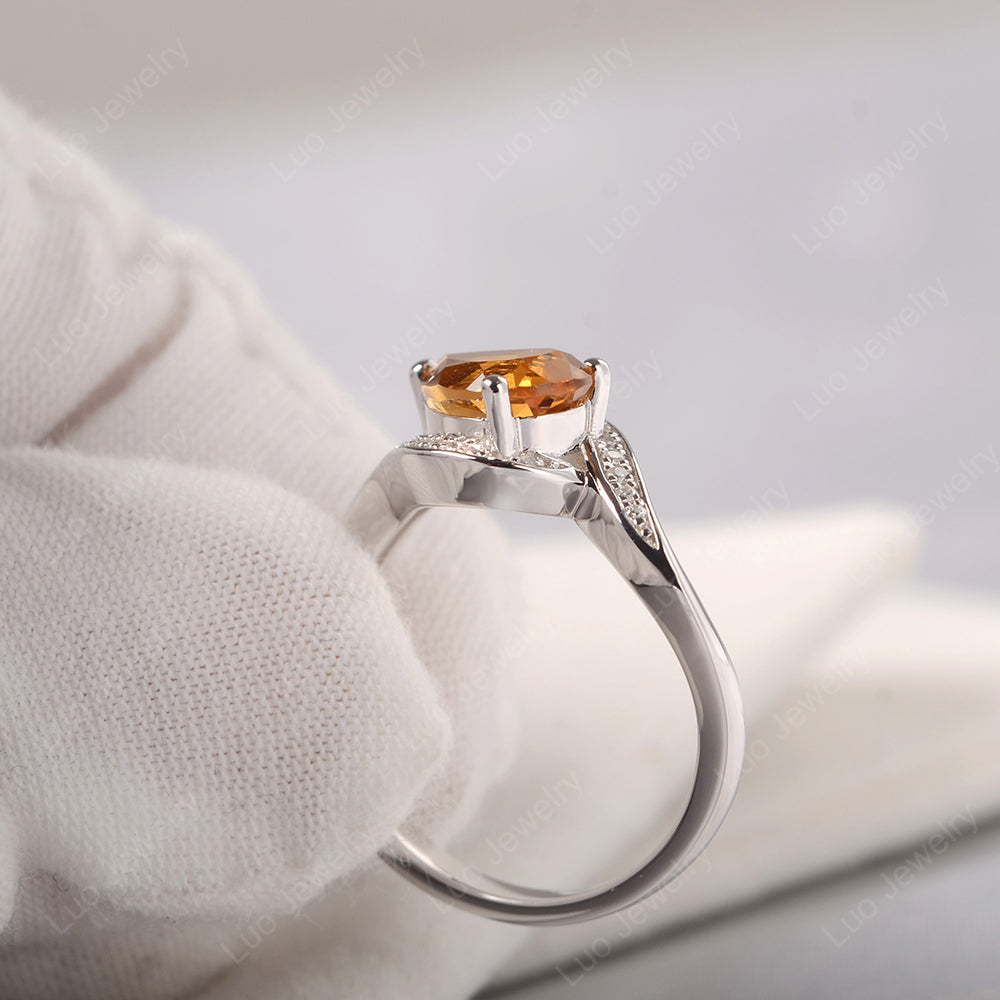 East West Pear Citrine Engagement Ring Gold - LUO Jewelry