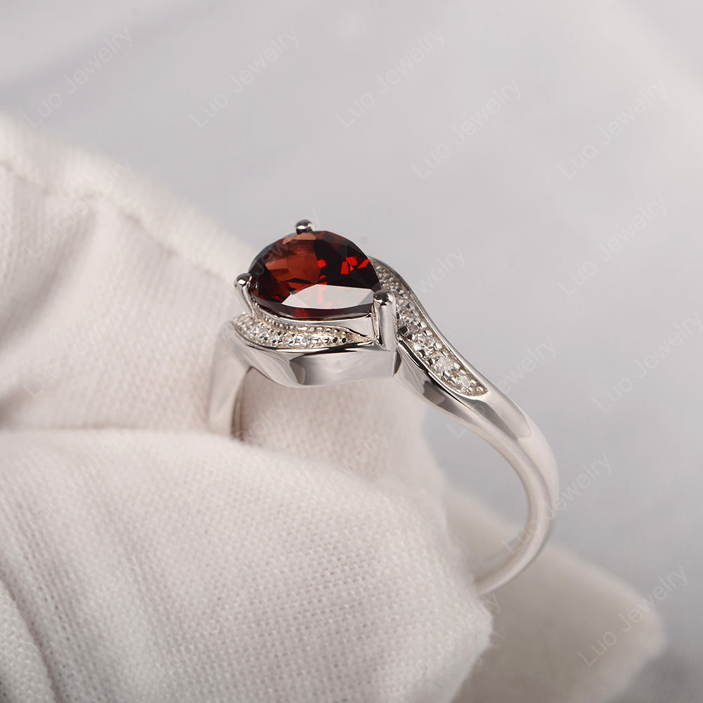East West Pear Garnet Engagement Ring Gold - LUO Jewelry