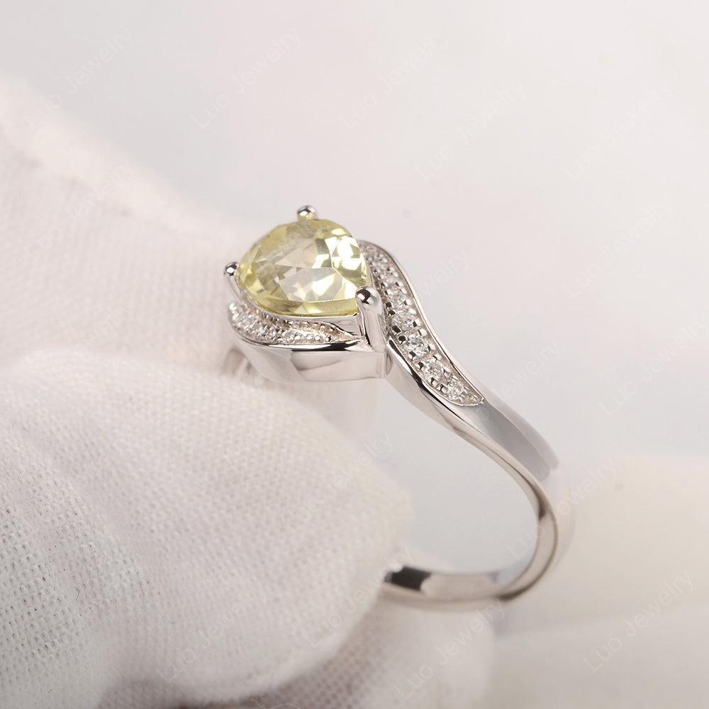 East West Pear Lemon Quartz Engagement Ring Gold - LUO Jewelry