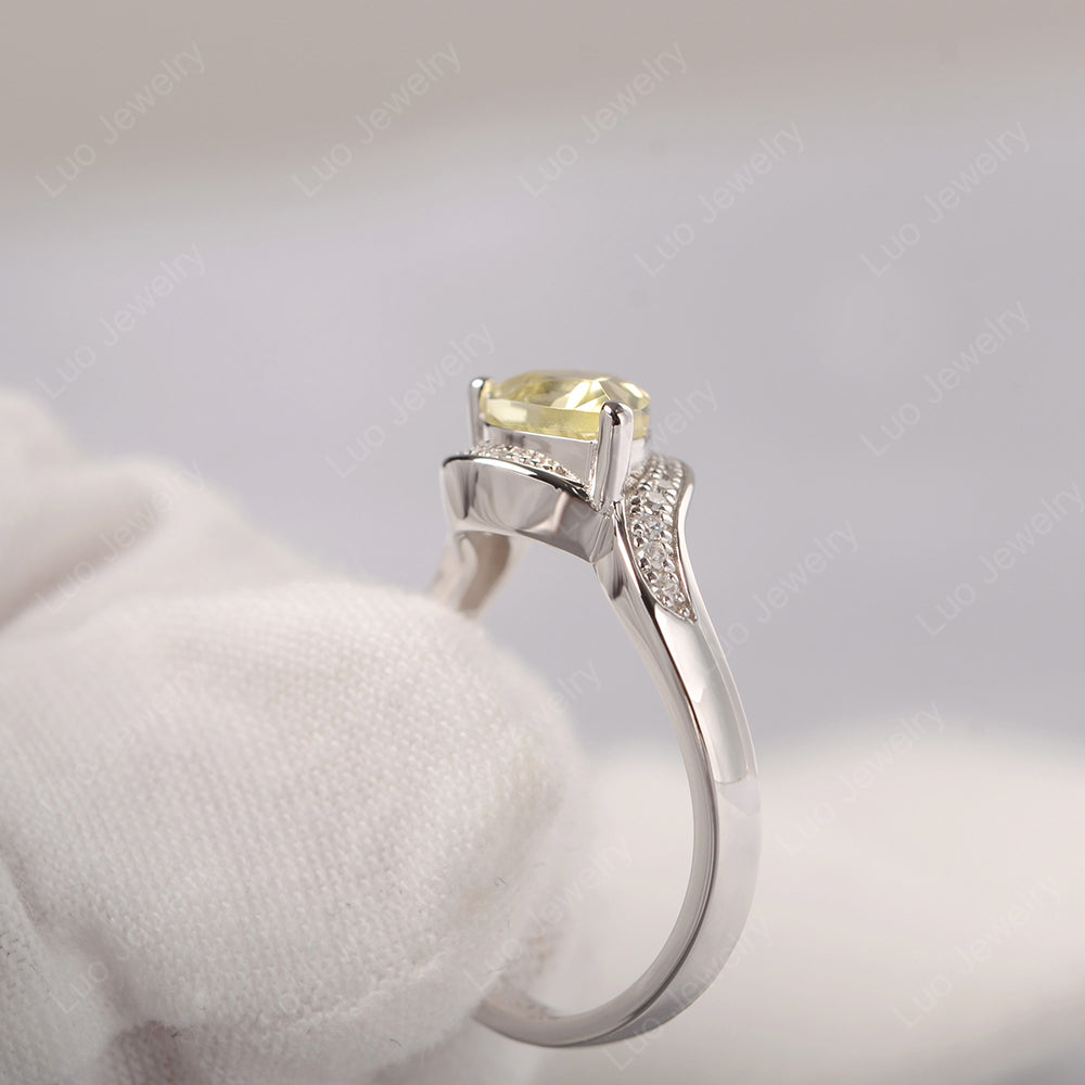East West Pear Lemon Quartz Engagement Ring Gold - LUO Jewelry