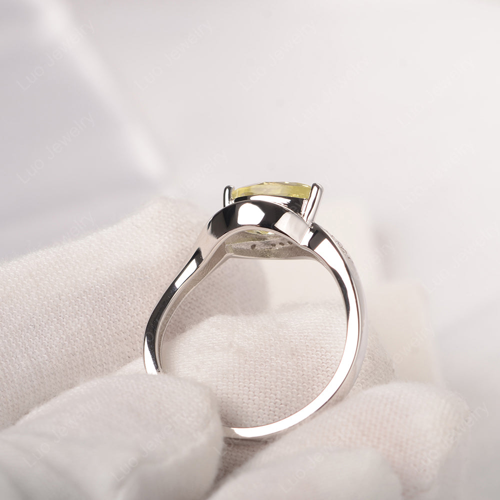 East West Pear Lemon Quartz Engagement Ring Gold - LUO Jewelry
