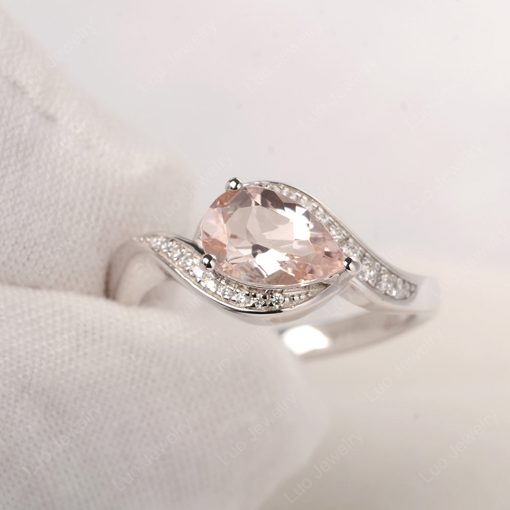 East West Pear Morganite Engagement Ring Gold - LUO Jewelry