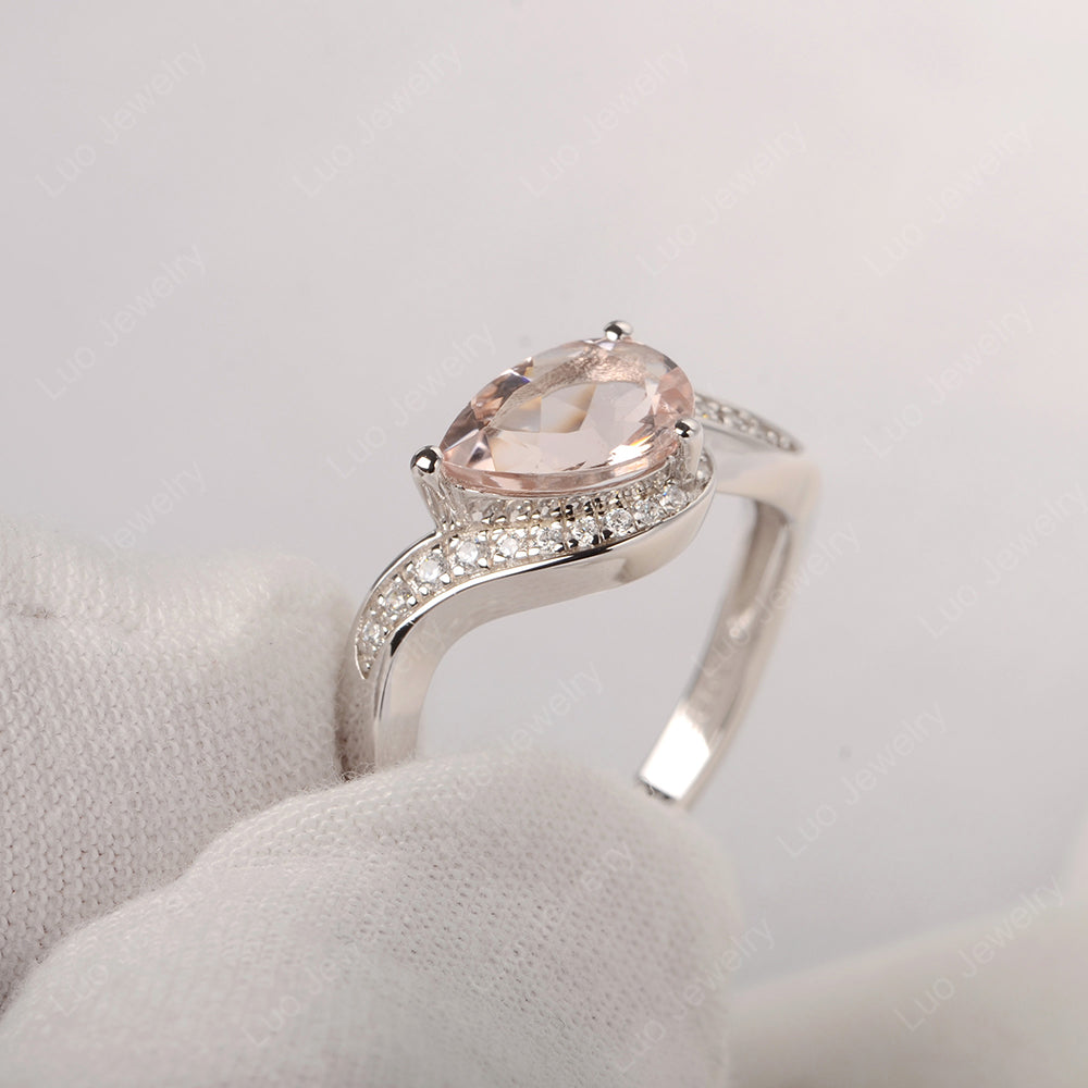 East West Pear Morganite Engagement Ring Gold - LUO Jewelry