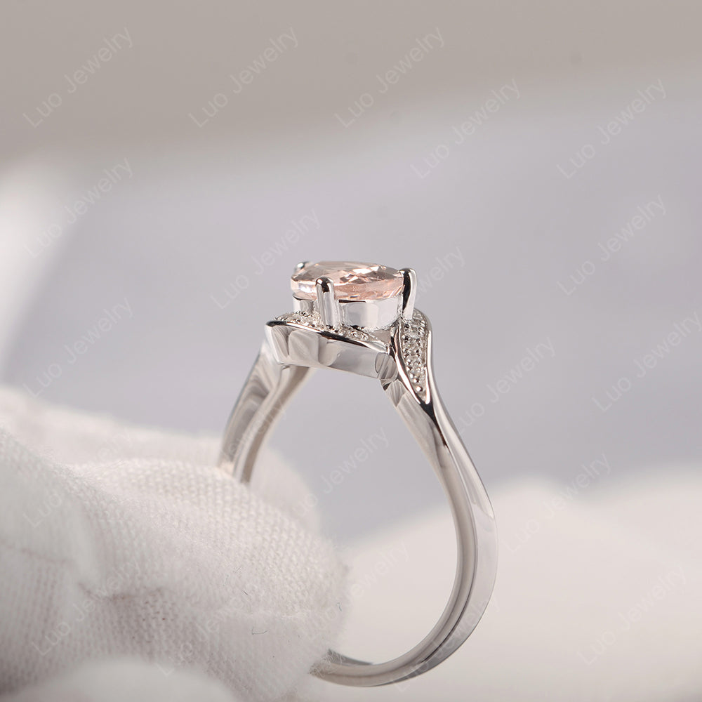 East West Pear Morganite Engagement Ring Gold - LUO Jewelry