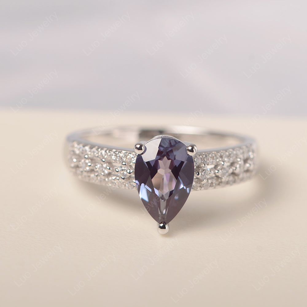 Pear Shaped Alexandrite Engagement Ring - LUO Jewelry