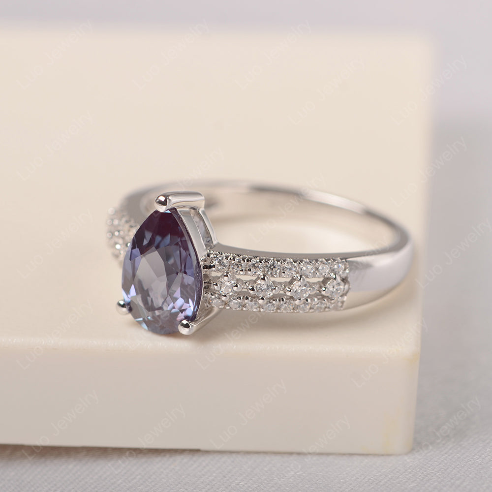 Pear Shaped Alexandrite Engagement Ring - LUO Jewelry