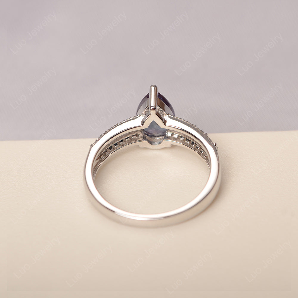 Pear Shaped Alexandrite Engagement Ring - LUO Jewelry