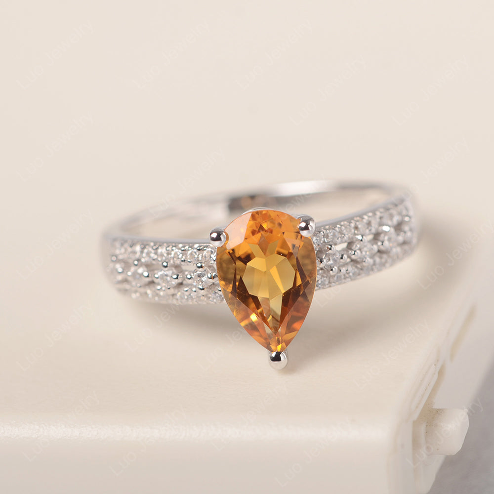 Pear Shaped Citrine Engagement Ring - LUO Jewelry