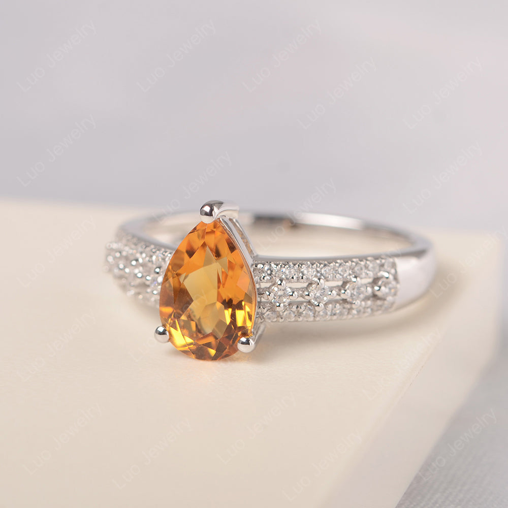 Pear Shaped Citrine Engagement Ring - LUO Jewelry