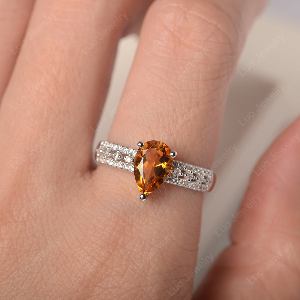 Pear Shaped Citrine Engagement Ring - LUO Jewelry