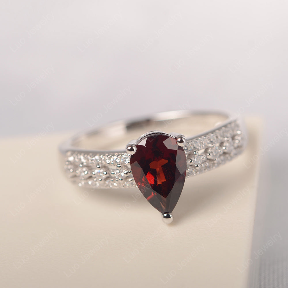 Pear Shaped Garnet Engagement Ring - LUO Jewelry