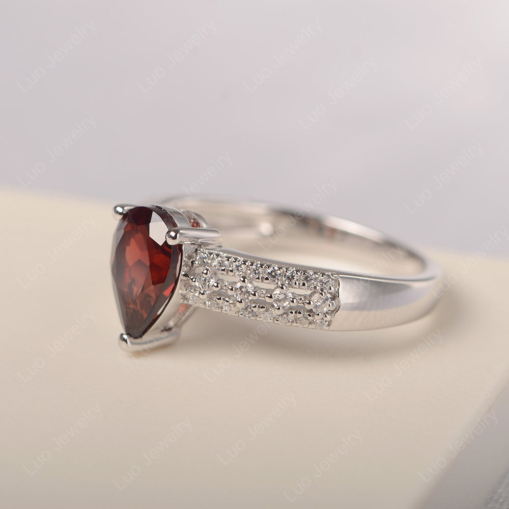 Pear Shaped Garnet Engagement Ring - LUO Jewelry