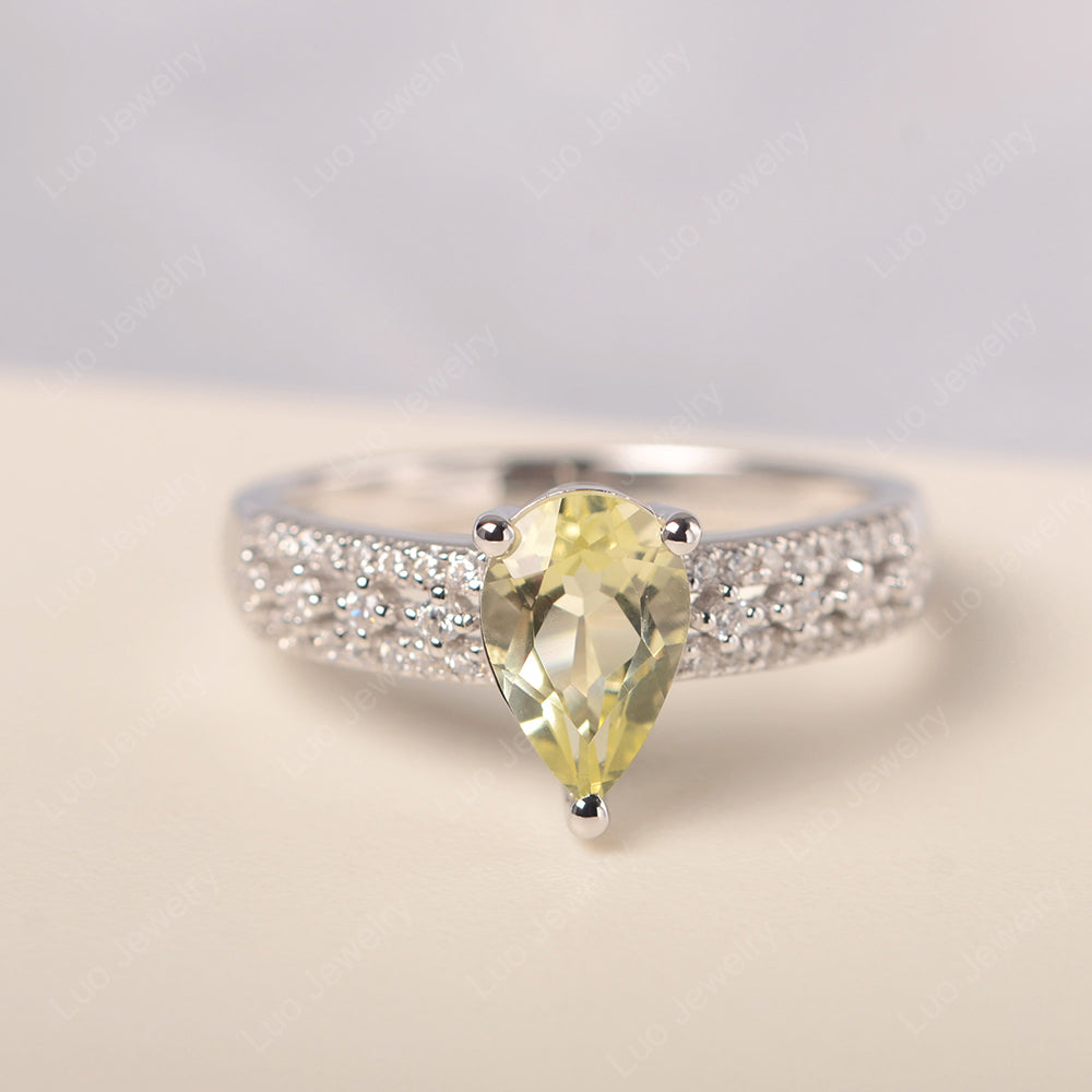 Pear Shaped Lemon Quartz Engagement Ring - LUO Jewelry