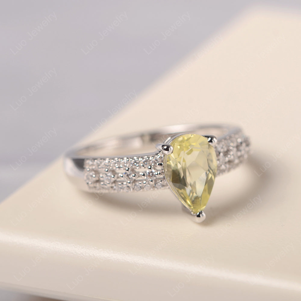 Pear Shaped Lemon Quartz Engagement Ring - LUO Jewelry