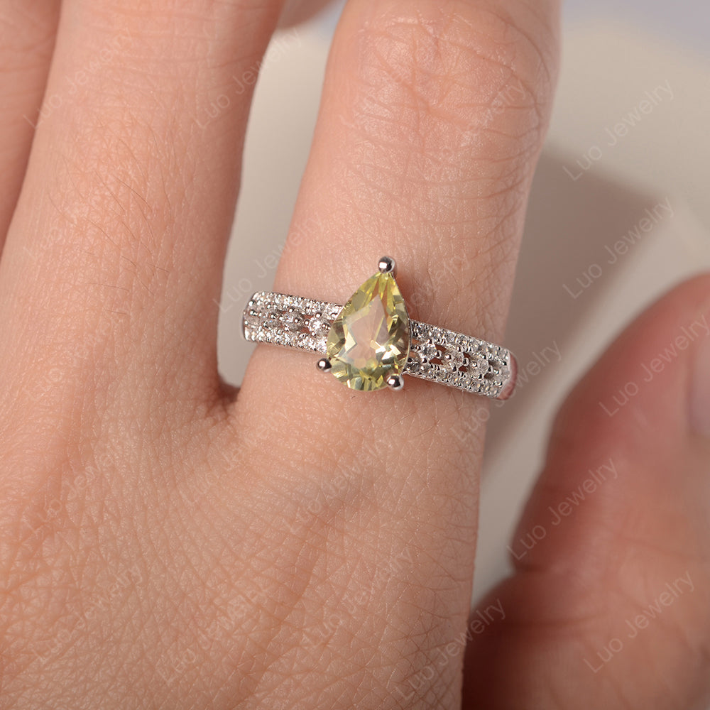 Pear Shaped Lemon Quartz Engagement Ring - LUO Jewelry