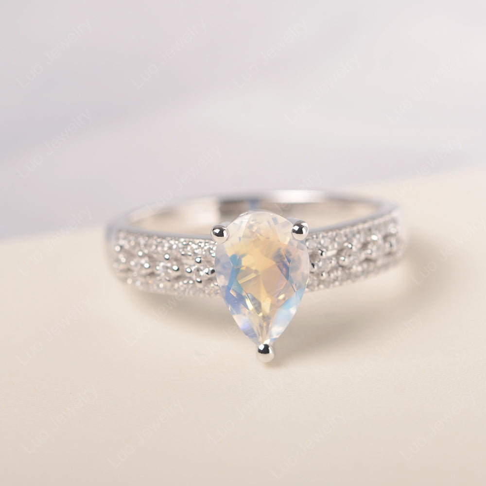 Pear Shaped Moonstone Engagement Ring - LUO Jewelry