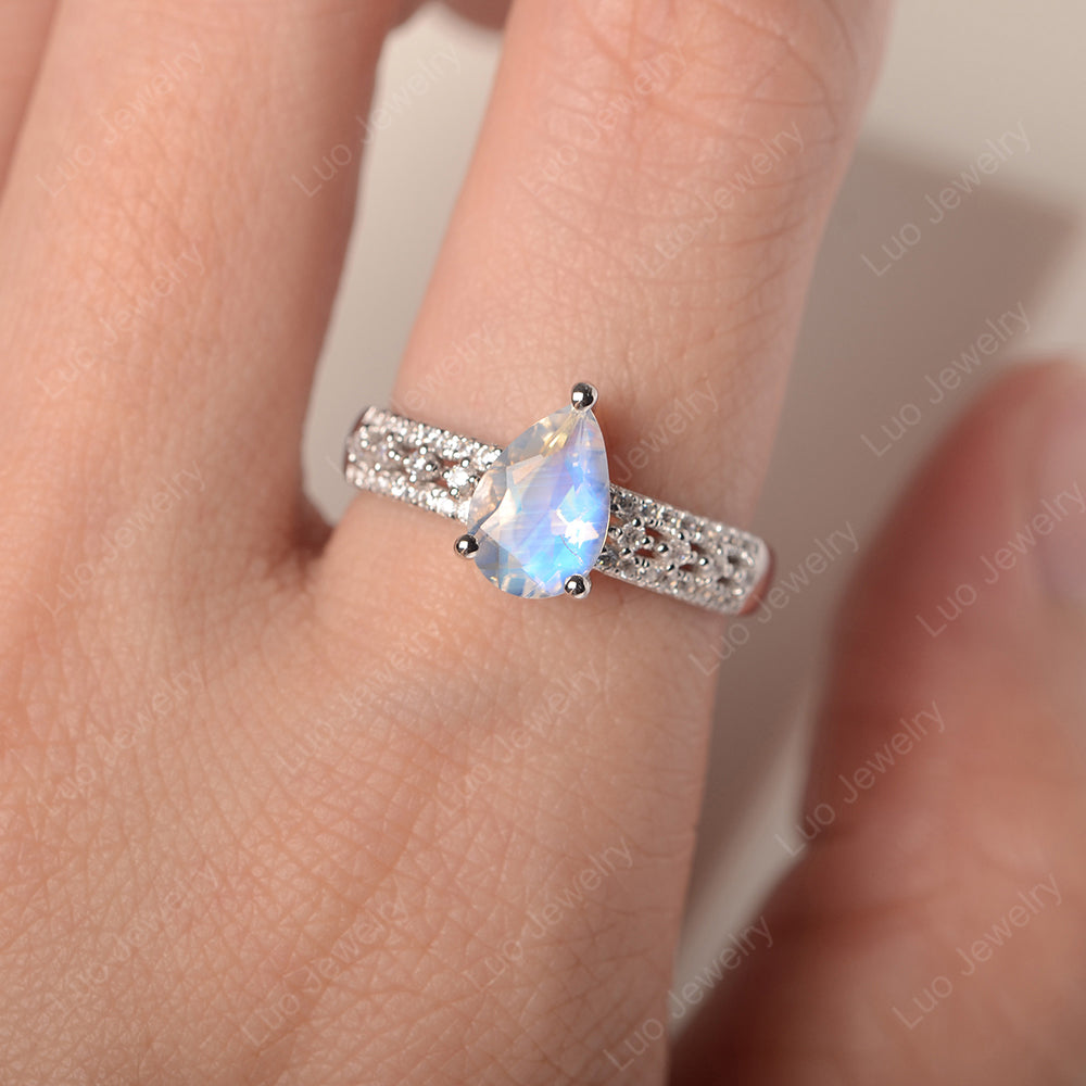 Pear Shaped Moonstone Engagement Ring - LUO Jewelry