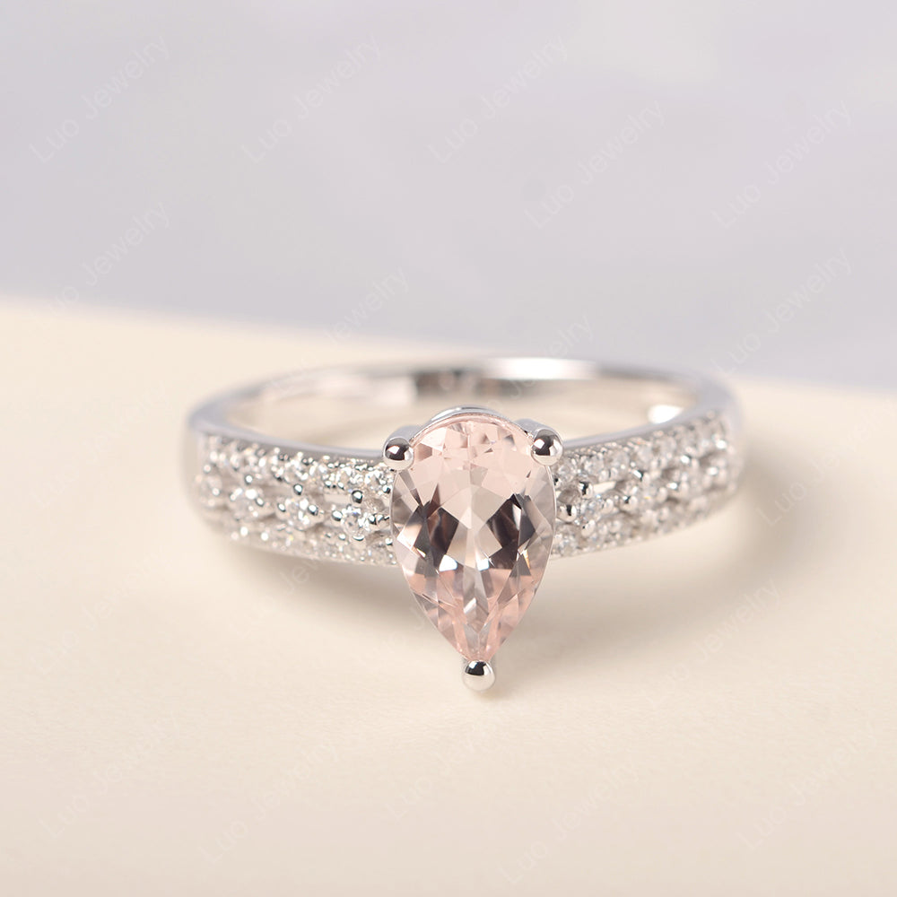 Pear Shaped Morganite Engagement Ring - LUO Jewelry