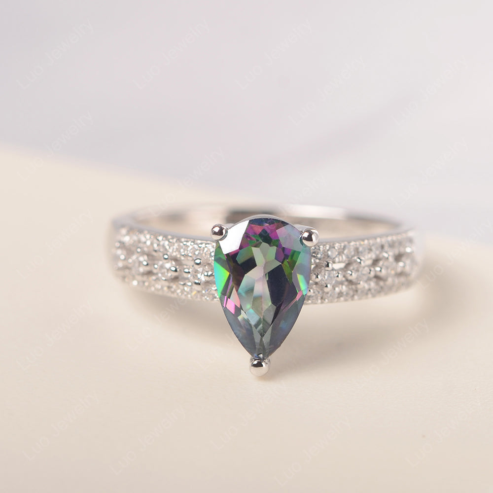 Pear Shaped Mystic Topaz Engagement Ring - LUO Jewelry