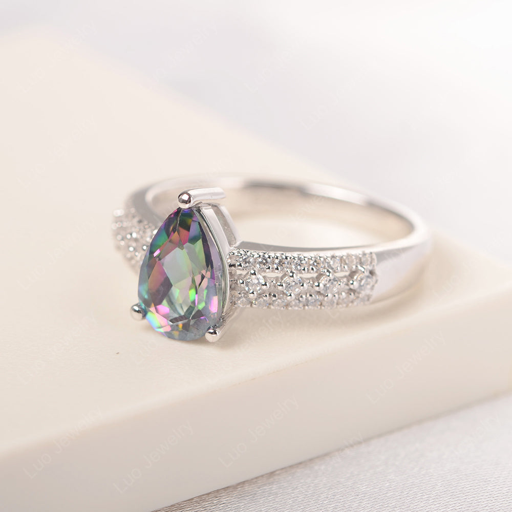 Pear Shaped Mystic Topaz Engagement Ring - LUO Jewelry