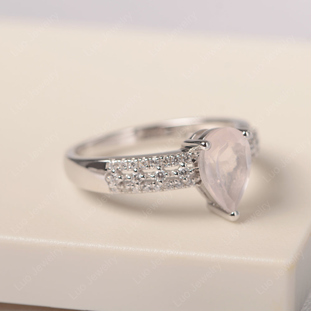 Pear Shaped Rose Quartz Engagement Ring - LUO Jewelry
