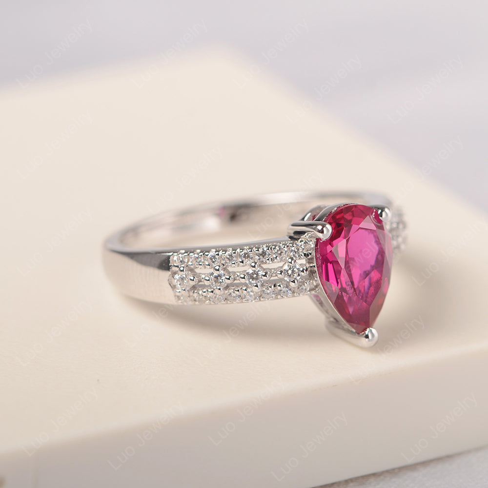 Pear Shaped Ruby Engagement Ring - LUO Jewelry