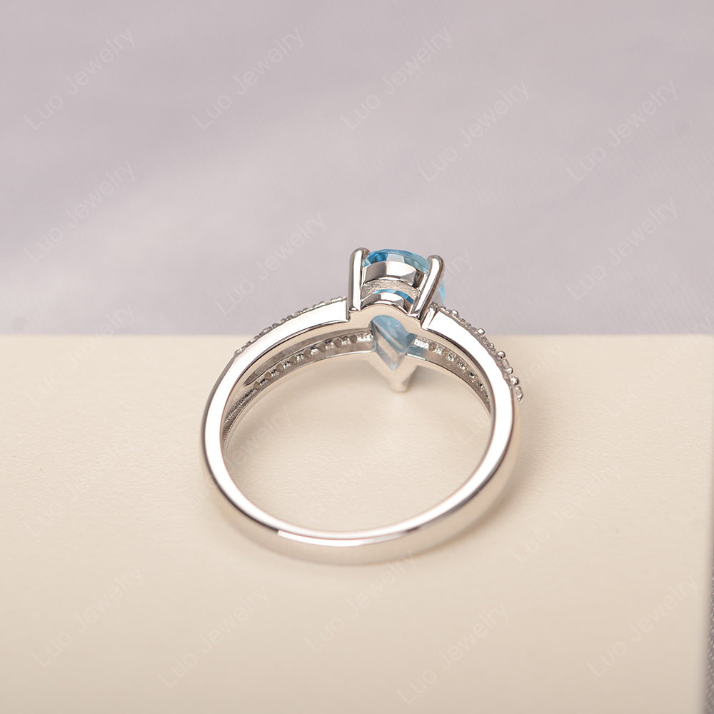 Pear Shaped Swiss Blue Topaz Engagement Ring - LUO Jewelry