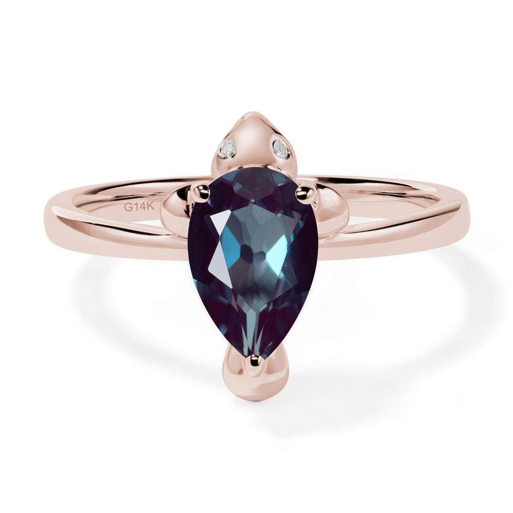 Pear Shaped Lab Alexandrite Sea Lion Ring - LUO Jewelry #metal_14k rose gold