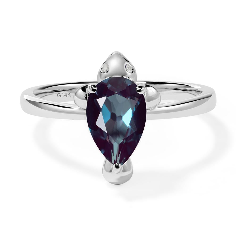 Pear Shaped Lab Alexandrite Sea Lion Ring - LUO Jewelry #metal_14k white gold