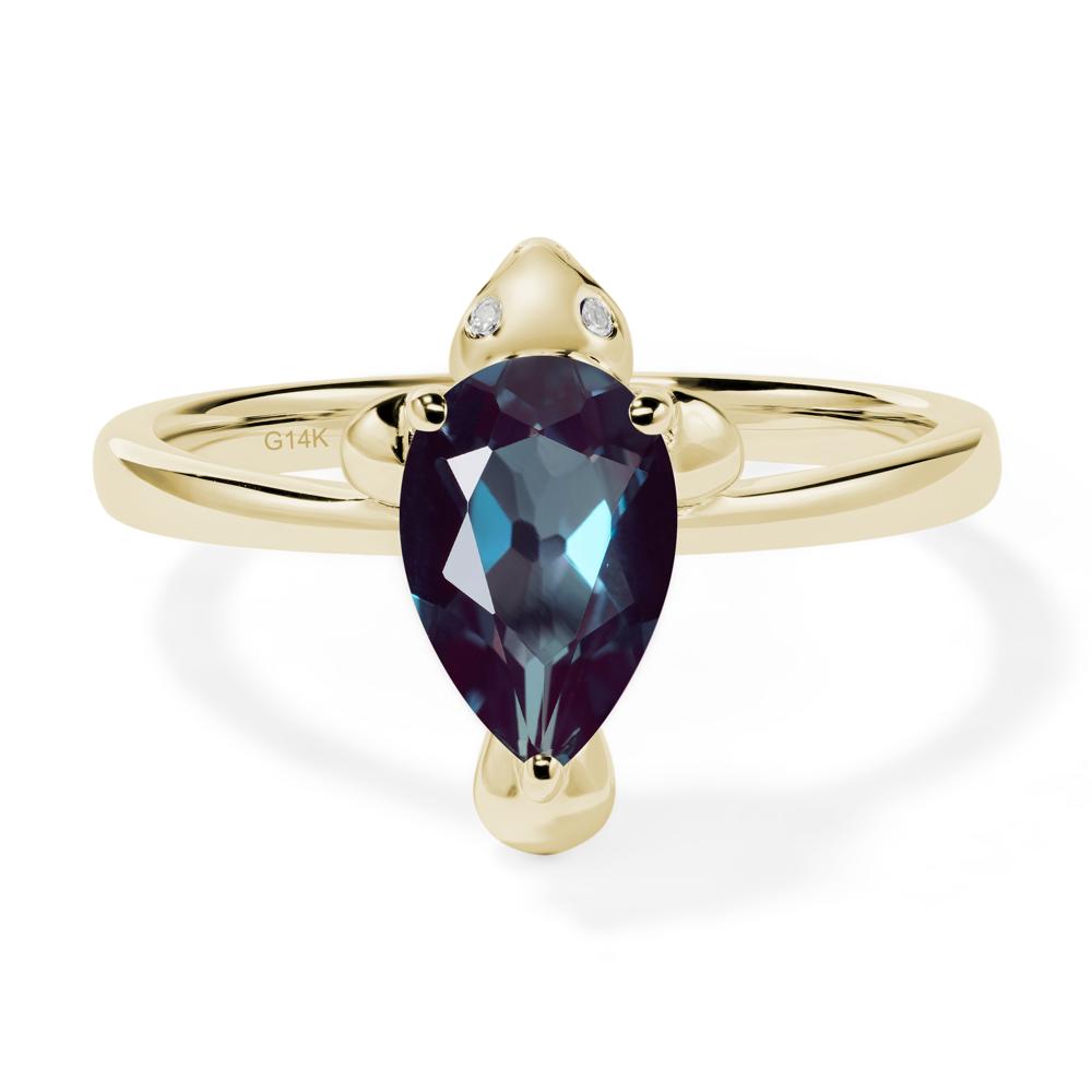 Pear Shaped Lab Alexandrite Sea Lion Ring - LUO Jewelry #metal_14k yellow gold