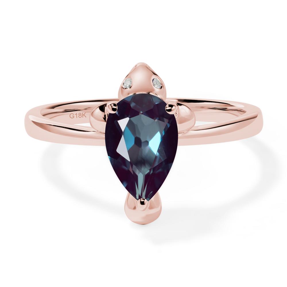 Pear Shaped Lab Alexandrite Sea Lion Ring - LUO Jewelry #metal_18k rose gold
