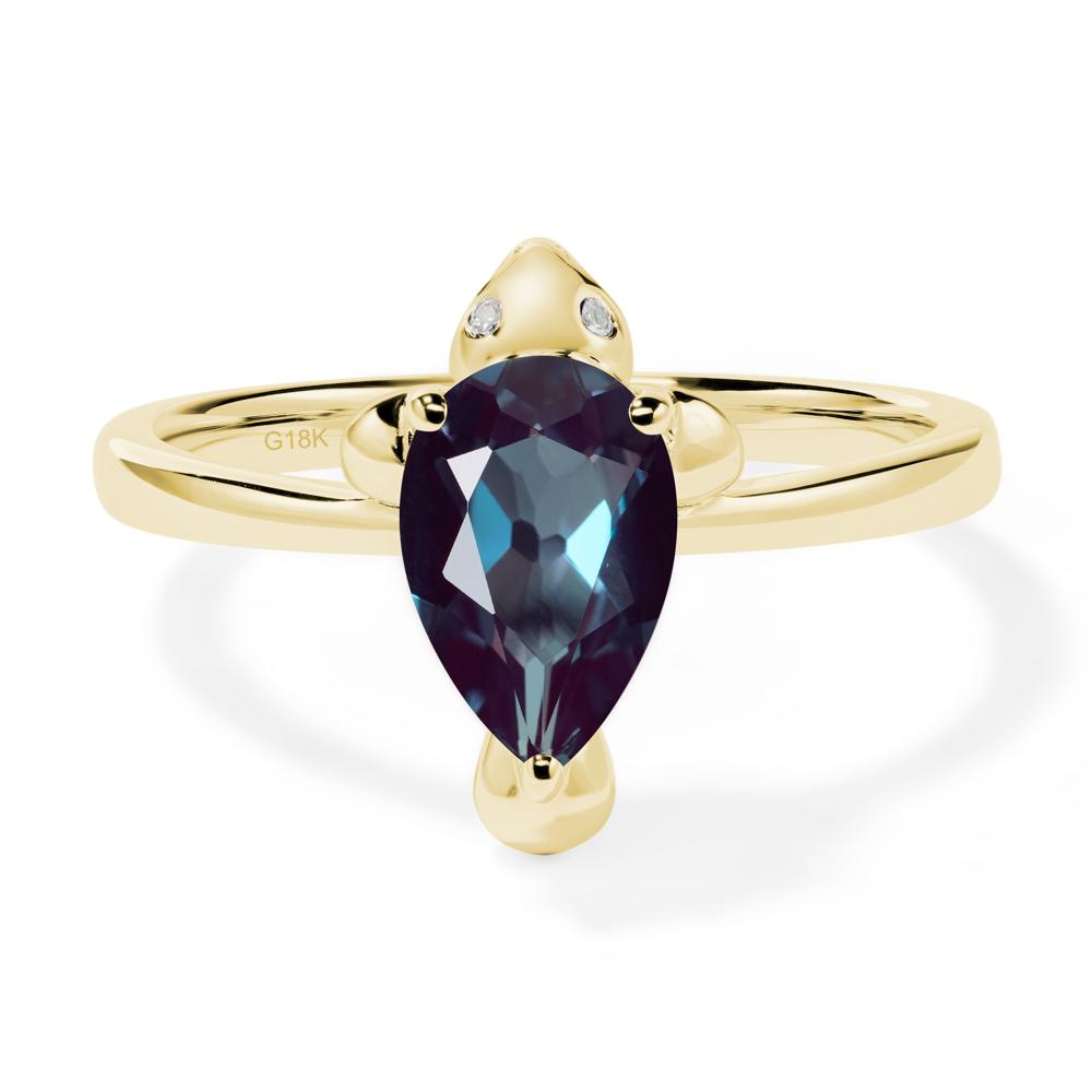 Pear Shaped Lab Alexandrite Sea Lion Ring - LUO Jewelry #metal_18k yellow gold