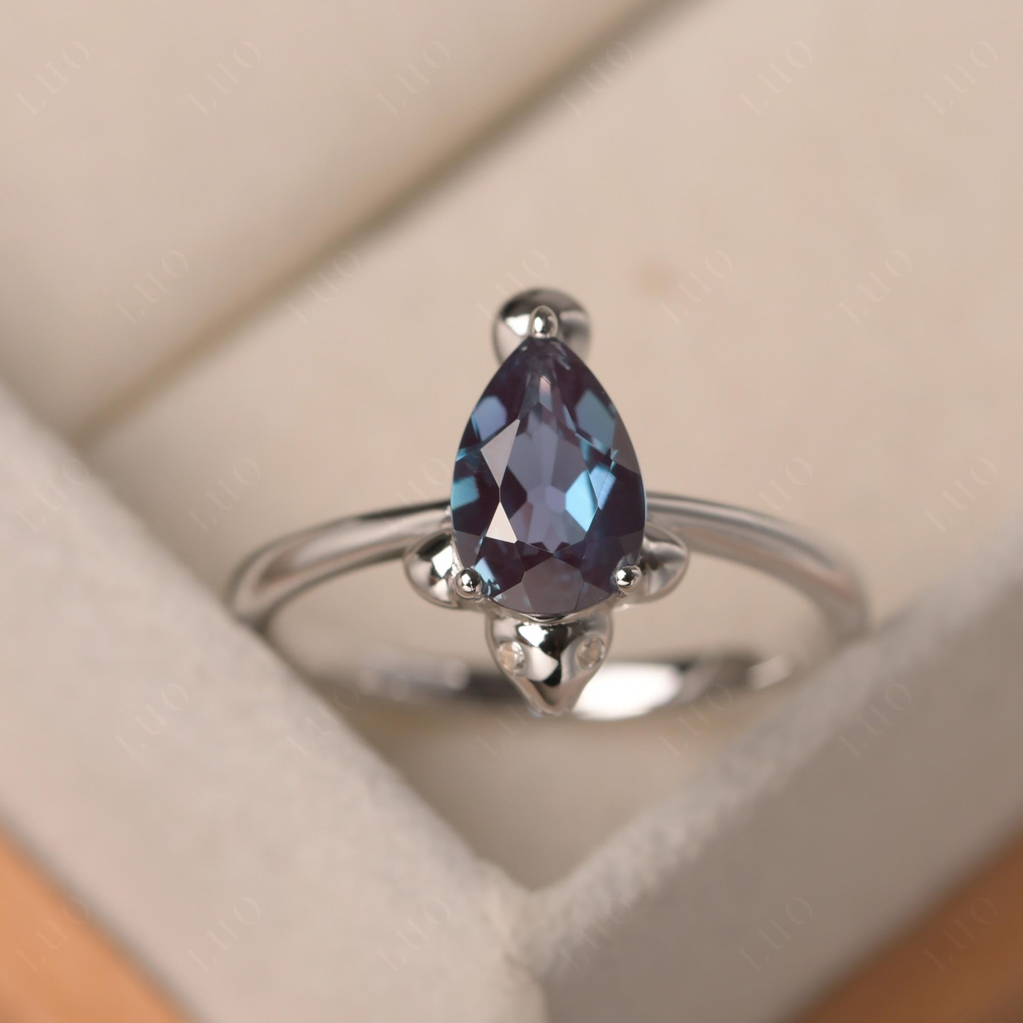 Pear Shaped Lab Alexandrite Sea Lion Ring - LUO Jewelry