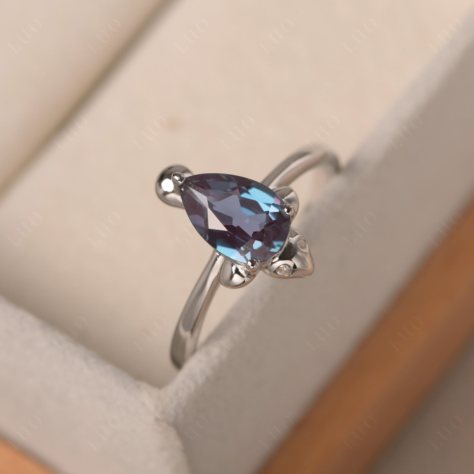 Pear Shaped Lab Alexandrite Sea Lion Ring - LUO Jewelry