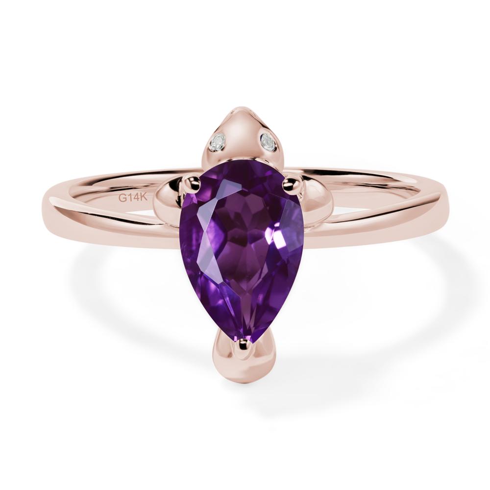 Pear Shaped Amethyst Sea Lion Ring - LUO Jewelry #metal_14k rose gold