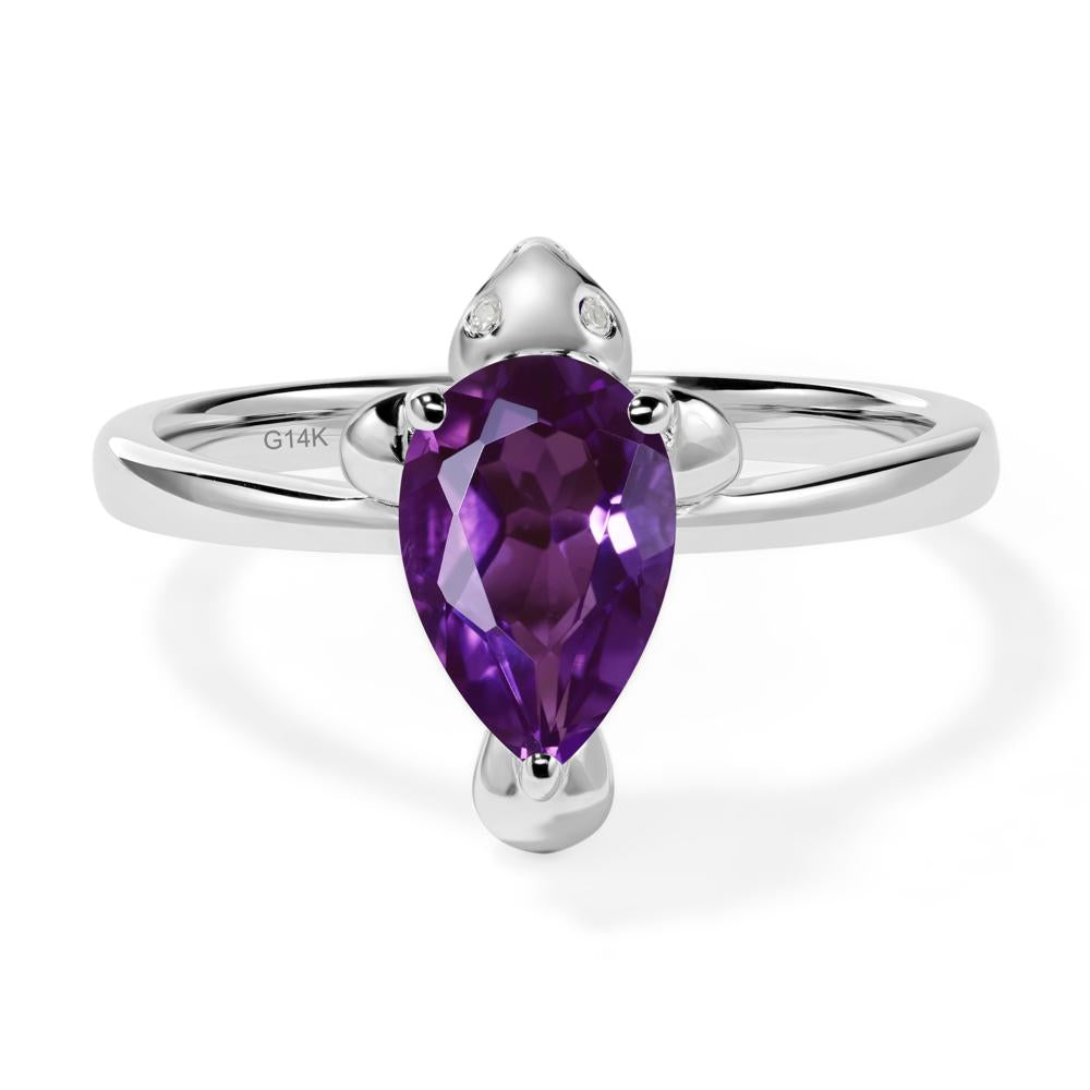 Pear Shaped Amethyst Sea Lion Ring - LUO Jewelry #metal_14k white gold