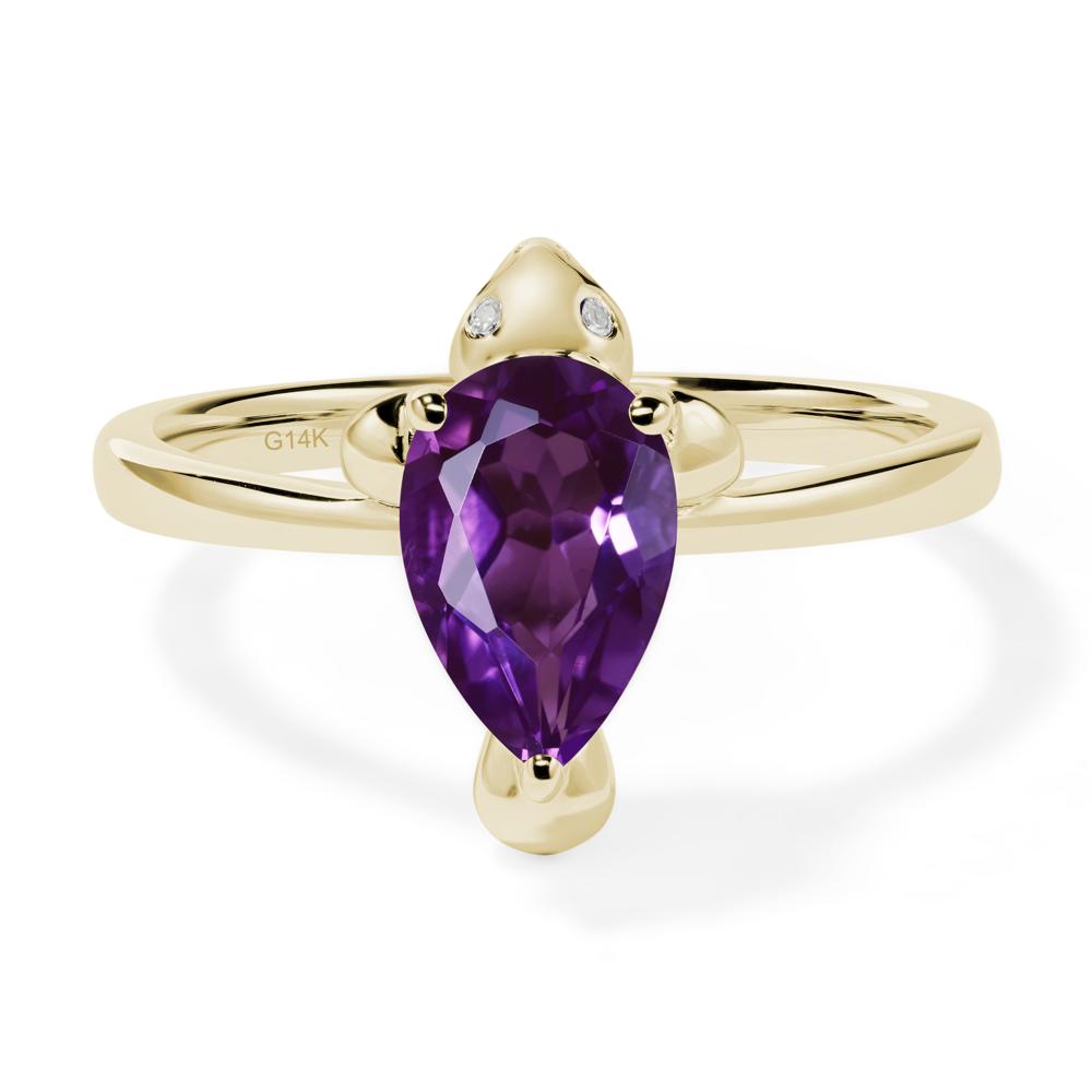 Pear Shaped Amethyst Sea Lion Ring - LUO Jewelry #metal_14k yellow gold