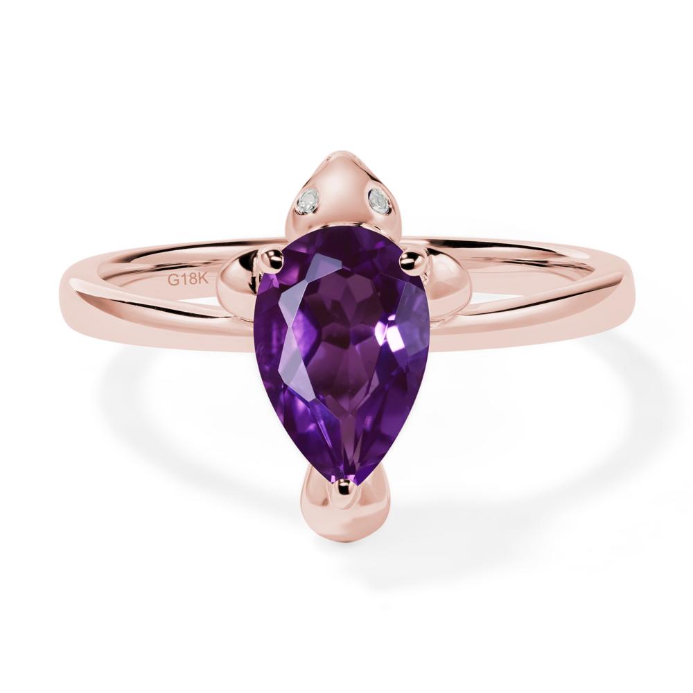 Pear Shaped Amethyst Sea Lion Ring - LUO Jewelry #metal_18k rose gold