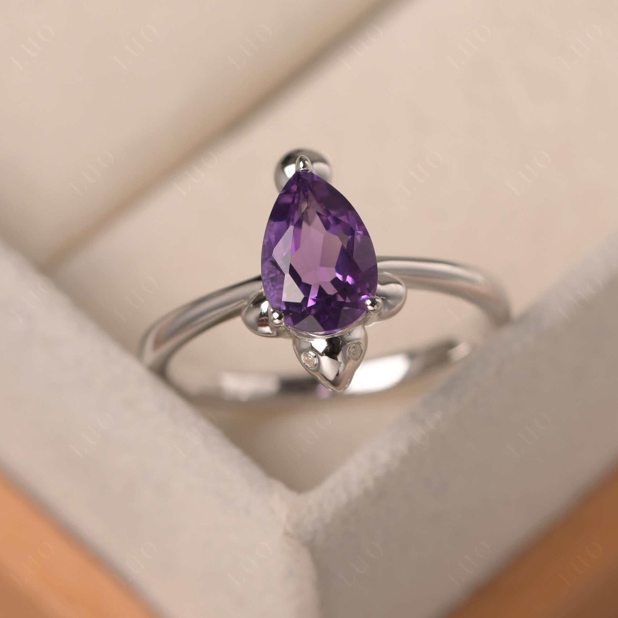 Pear Shaped Amethyst Sea Lion Ring - LUO Jewelry