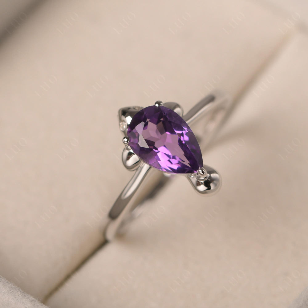 Seal Style Shaped Amethyst Engagement Ring - LUO Jewelry
