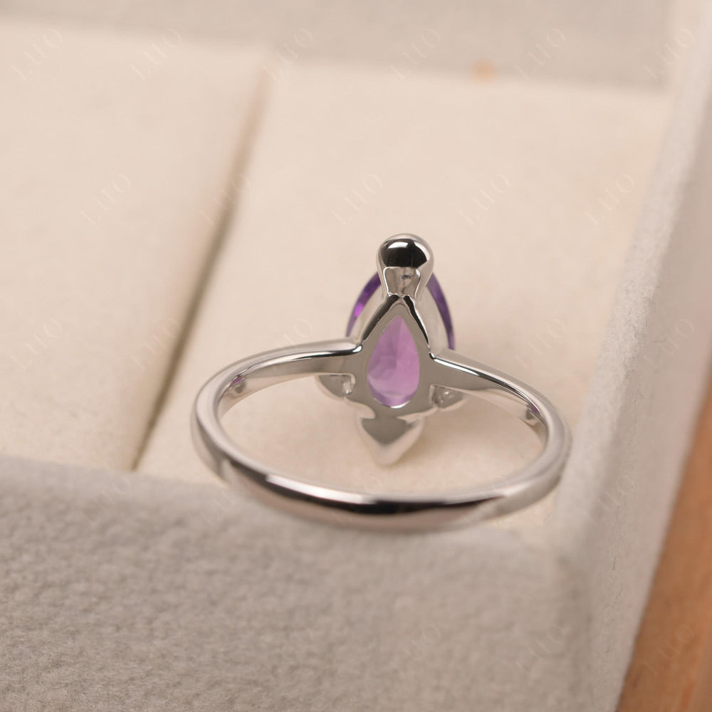 Seal Style Shaped Amethyst Engagement Ring - LUO Jewelry