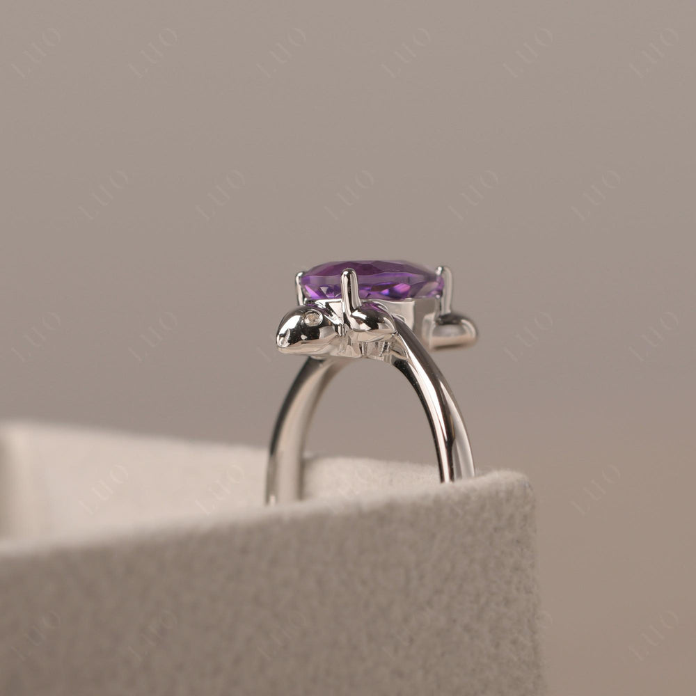 Seal Style Shaped Amethyst Engagement Ring - LUO Jewelry