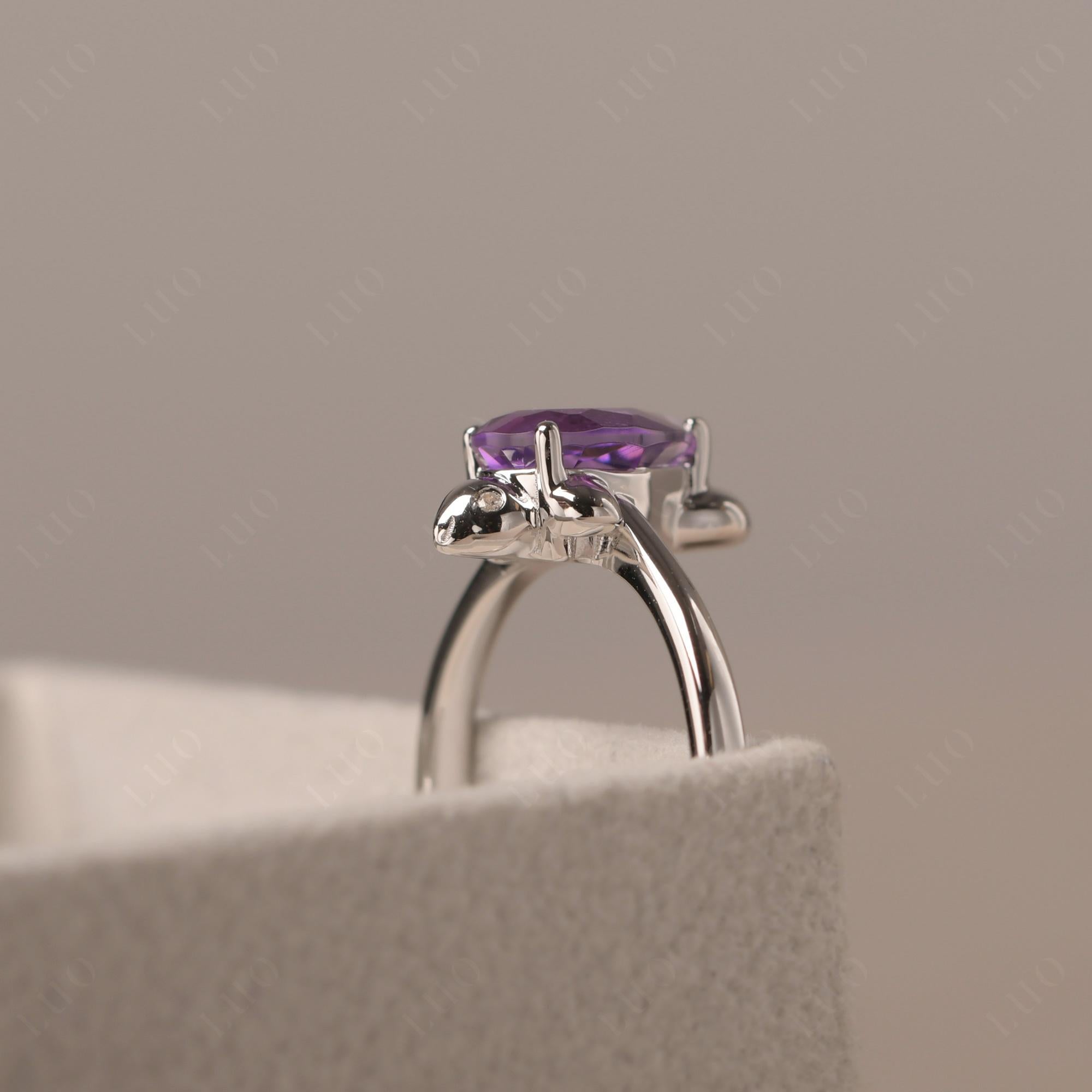 Pear Shaped Amethyst Sea Lion Ring - LUO Jewelry