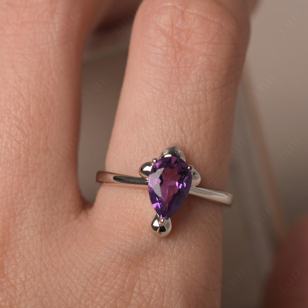 Seal Style Shaped Amethyst Engagement Ring - LUO Jewelry