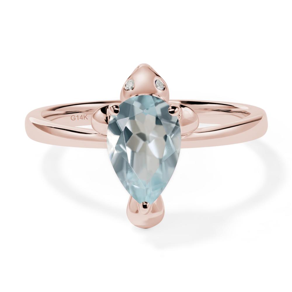 Pear Shaped Aquamarine Sea Lion Ring - LUO Jewelry #metal_14k rose gold
