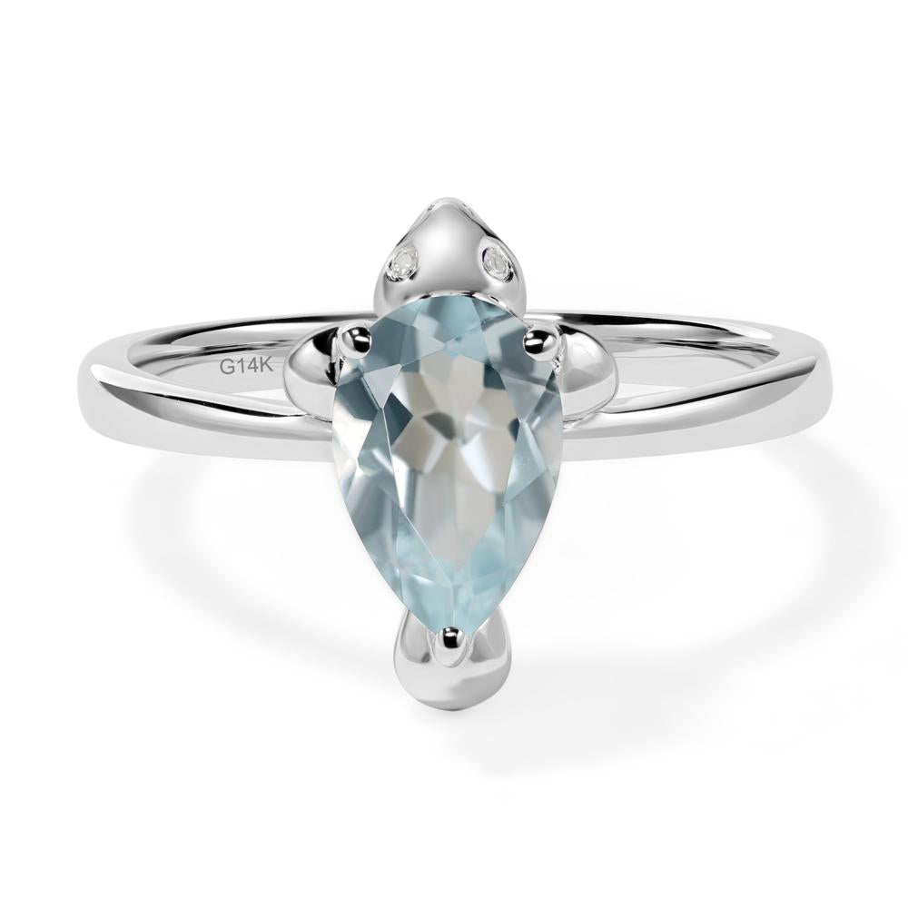 Pear Shaped Aquamarine Sea Lion Ring - LUO Jewelry #metal_14k white gold